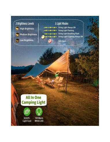 Luces de Cuerda Solares TuoPuLife 10m 130 LEDs Impermeables