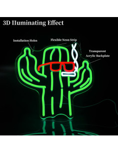 Luz de Neón Cactus Ebdobgbs para Decoración de Pared 2