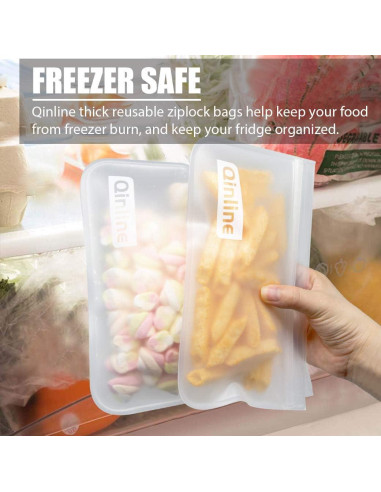 Bolsas Reutilizables Qinline 24 Piezas 1 Galón para Alimentos