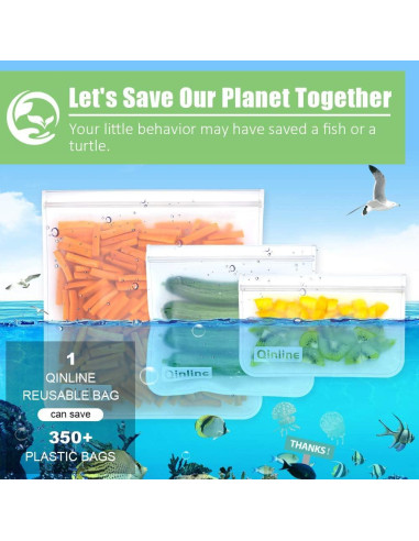Bolsas Reutilizables Qinline 24 Piezas 1 Galón para Alimentos
