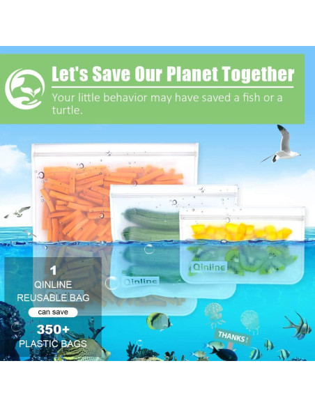 Bolsas Reutilizables Qinline 24 Piezas 1 Galón para Alimentos