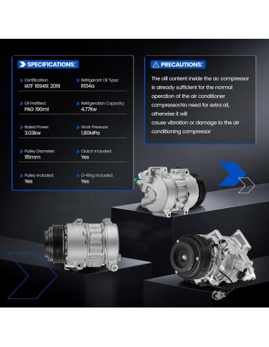 Compresor A/C SYKRSS 471-1017 para Lexus y Toyota 3.5L