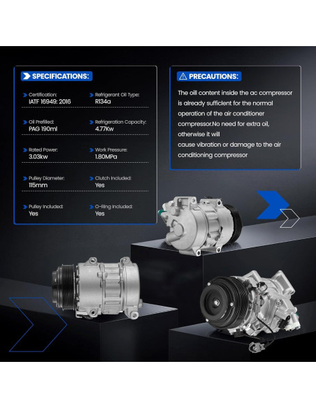 Compresor A/C SYKRSS 471-1017 para Lexus y Toyota 3.5L