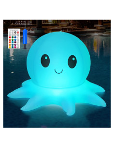 Luces Flotantes Solares Qoolife Pulpo Inflables 38cm Control Remoto