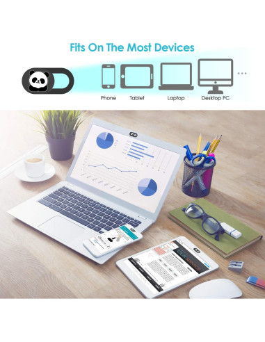 Cubierta deslizante para cámara de laptop HKDGYHON Panda Negra