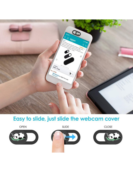 Cubierta deslizante para cámara de laptop HKDGYHON Panda Negra