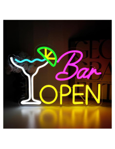 Cartel Abierto de Neón LED PMCVYH 40x26.5cm USB Dimmable