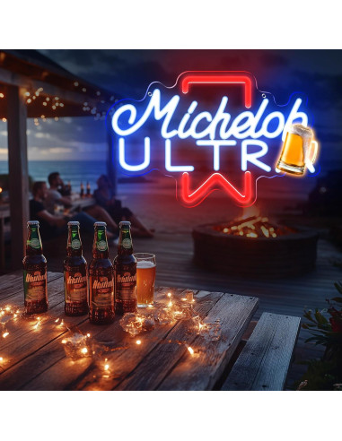 Luz de Neón LED de Cerveza Prosperify Azul 40x28 cm