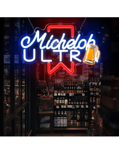 Luz de Neón LED de Cerveza Prosperify Azul 40x28 cm