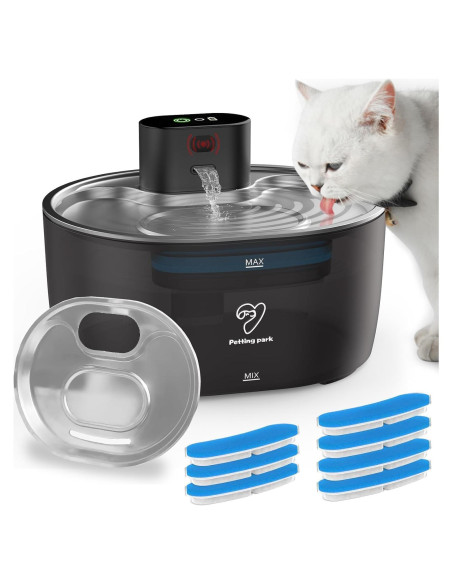 Fuente de Agua Inalámbrica Petting Park para Gatos 3.2L Negra