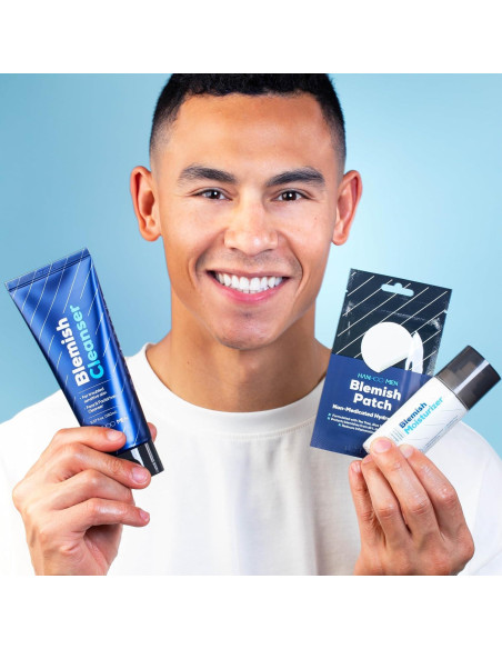 Kit de Cuidado Facial para Hombres Hanhoo - Limpiador 150ml, Hidratante 60ml, Parches 36 Unidades