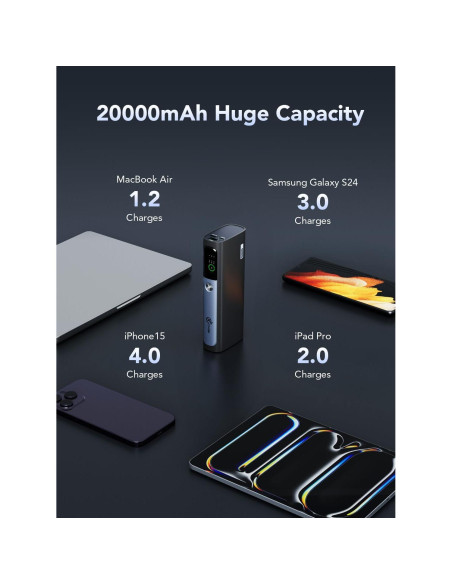 Power Bank 20000mAh X DIGI 130W Carga Rápida USB-C Pantalla TFT