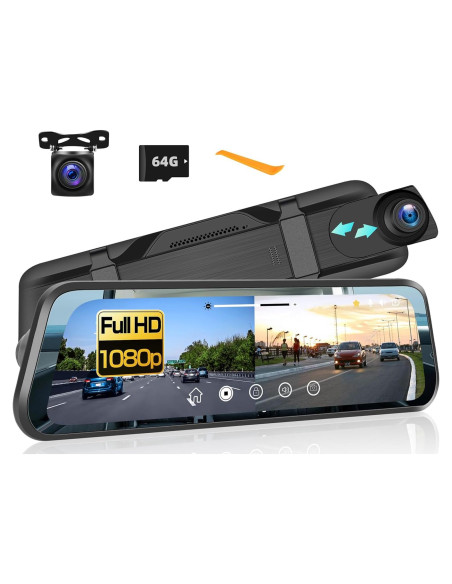 Cámara Espejo Dash UNITOPSCI 1080P 9.66" Pantalla Táctil