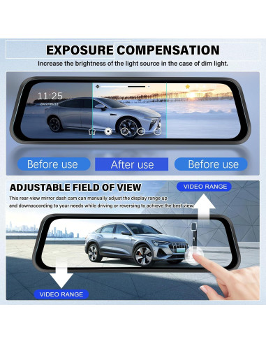 Cámara Espejo Dash UNITOPSCI 1080P 9.66" Pantalla Táctil
