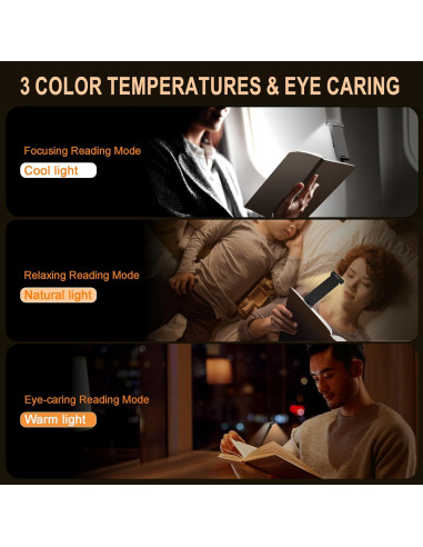 Luz de lectura recargable SRTCLLT 1500mAh 3 colores ajustables