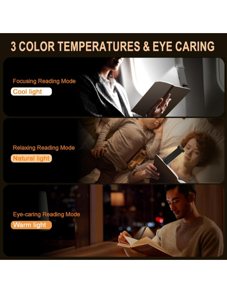 Luz de lectura recargable SRTCLLT 1500mAh 3 colores ajustables