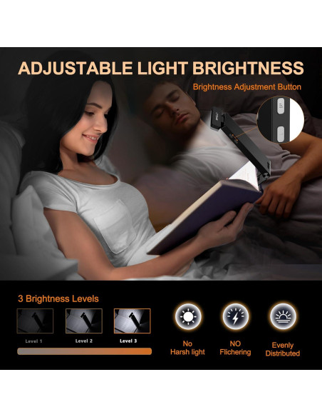 Luz de lectura recargable SRTCLLT 1500mAh 3 colores ajustables