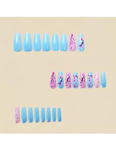 Uñas Postizas Florales Azules TBRZTR 24 Piezas Acrílicas 2