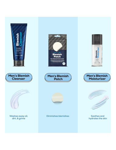 Kit de Cuidado Facial para Hombres Hanhoo - Limpiador 150ml, Hidratante 60ml, Parches 36 Unidades