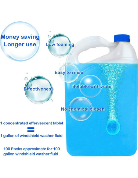 100 Tabletas Limpiadoras Concentradas para Parabrisas - Eficiencia