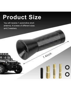 Antena Corta Wevdn para Coche 3.63 cm Universal Negro 2
