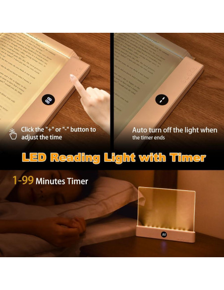 Luz de lectura LED recargable VEEKI rosa con 3 colores