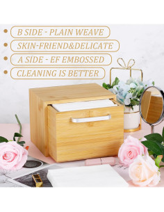 Toallas Desechables para la Cara Beeveer - 50 Hojas con Caja de Bambú 2