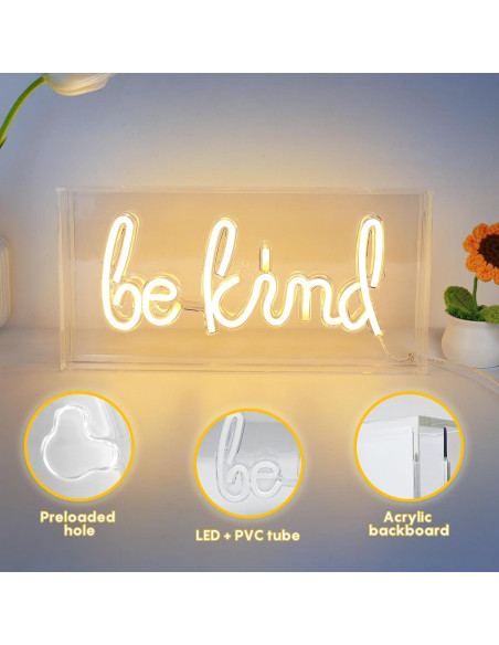 Señal de Neón Be Kind LED 30.48x15.24 cm con USB