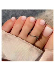 24 Uñas Postizas Francesas Cortas Rosa Blanco FDSQHSA