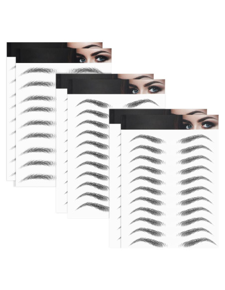 Calcomanías de Cejas Impermeables Blulu - 6 Hojas, 66 Pares