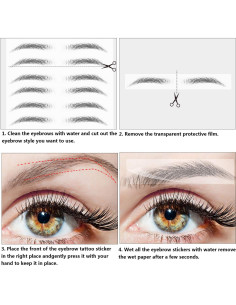 Calcomanías de Cejas Impermeables Blulu - 6 Hojas, 66 Pares 2