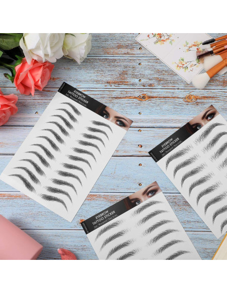 Calcomanías de Cejas Impermeables Blulu - 6 Hojas, 66 Pares