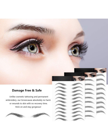 Calcomanías de Cejas Impermeables Blulu - 6 Hojas, 66 Pares