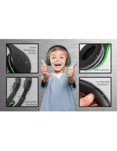 Auriculares eKids Negros con Cable para Niños - Control de Volumen 2