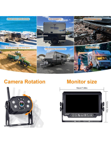 Cámara de Respaldo Inalámbrica Rohent R9 HD 1080P 7"