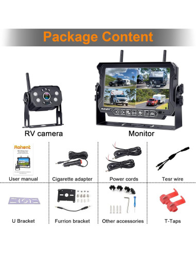 Cámara de Respaldo Inalámbrica Rohent R9 HD 1080P 7"