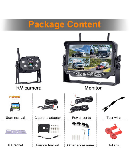 Cámara de Respaldo Inalámbrica Rohent R9 HD 1080P 7" Cámara de Respaldo Inalámbrica Rohent R9 HD 1080P 7"