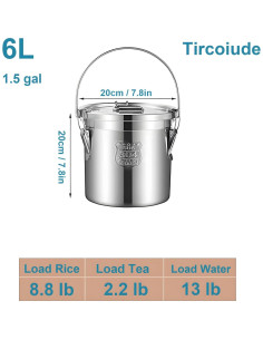 Canasta de Acero Inoxidable 6L Tircoiude con Tapa Hermética 2