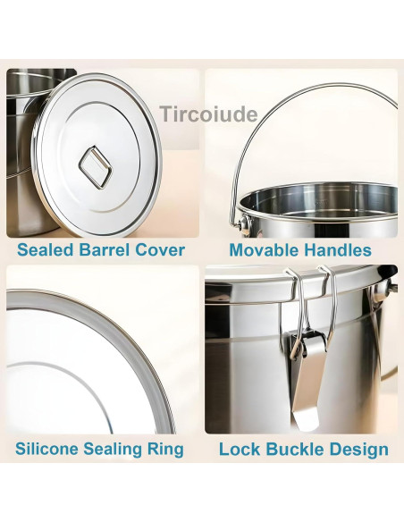 Canasta de Acero Inoxidable 6L Tircoiude con Tapa Hermética