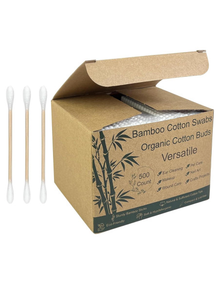 Hisopos de Algodón de Bambú Garrelett - 500 Unidades Ecológicos