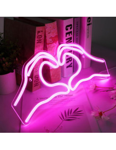 Luz de Neón Corazón Rosa SINTENILL 40 cm LED USB Decorativa 2