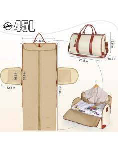 Bolsa de Viaje Duffle Geestock 2 en 1 para Mujeres Beige 2