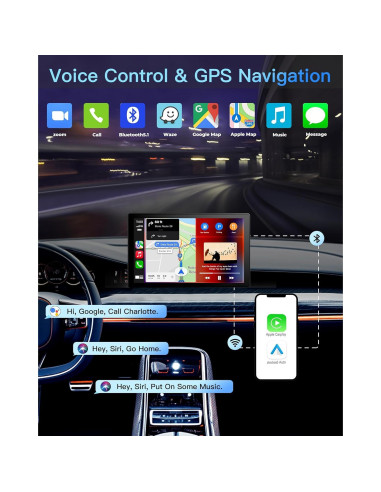 Pantalla Táctil Inalámbrica Laviay 9" 4K CarPlay GPS Bluetooth