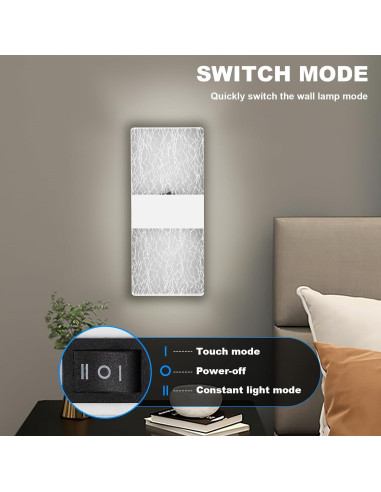 Lámpara de Pared LED BOBOPAI con Control Táctil 3W 2 Piezas