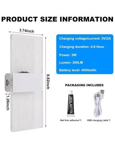 Lámpara de Pared LED BOBOPAI con Control Táctil 3W 2 Piezas