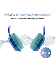 Auriculares Olyre T16 para Niños con Micrófono 94dB Azul Verde 2