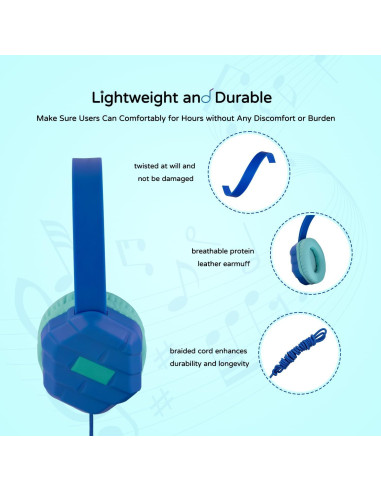 Auriculares Olyre T16 para Niños con Micrófono 94dB Azul Verde