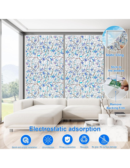 Película de Privacidad Esmerilada Somwise 44.5x199.4 cm Azul