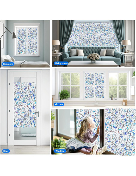 Película de Privacidad Esmerilada Somwise 44.5x199.4 cm Azul