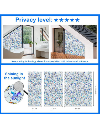 Película de Privacidad Esmerilada Somwise 44.5x199.4 cm Azul